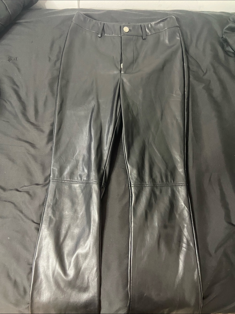 White Fox Boutique Black Faux Leather Flared Pants